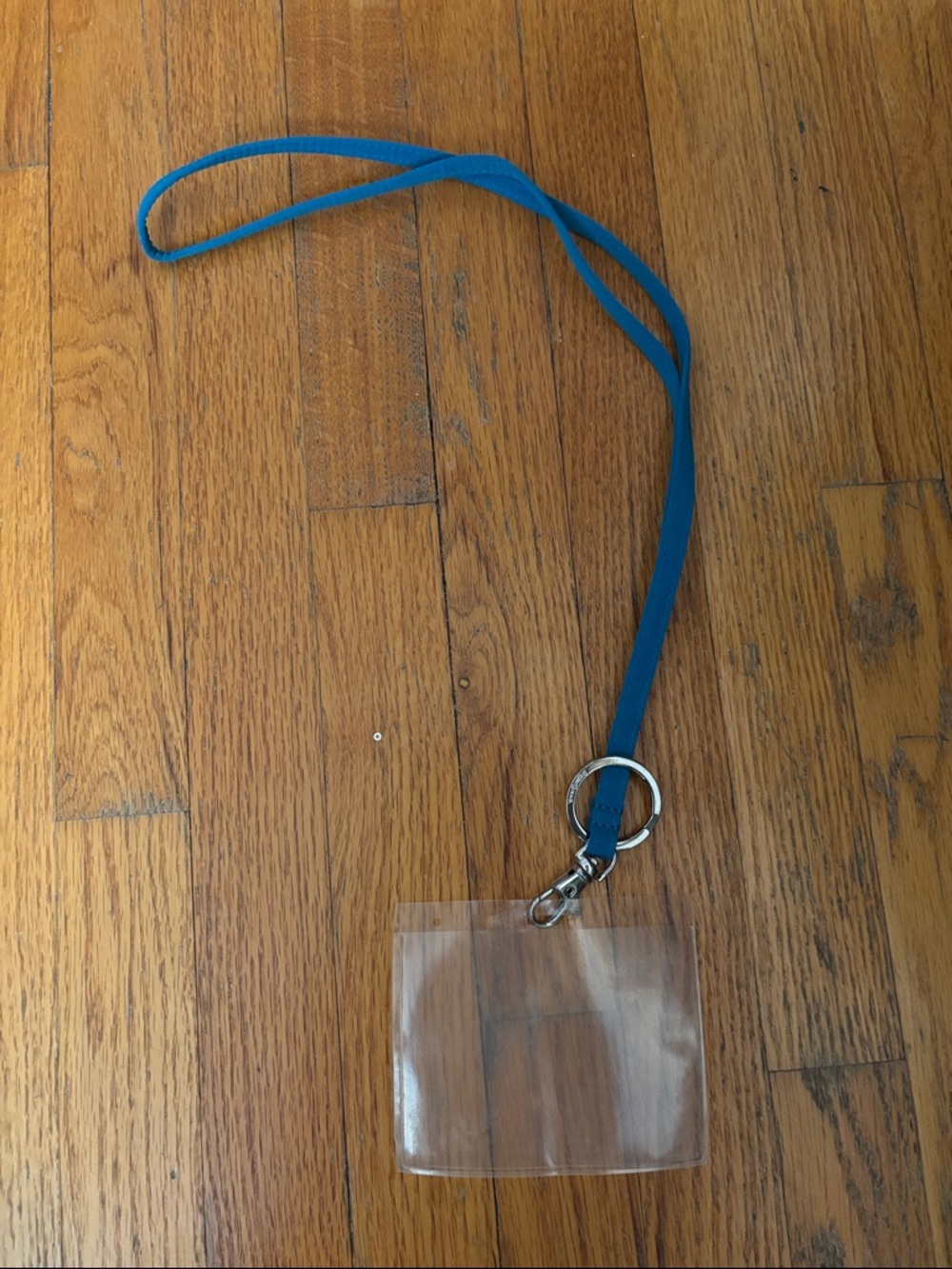 Vera Bradley Teal Lanyard with Silver Hardware and Clear ID Sleeve